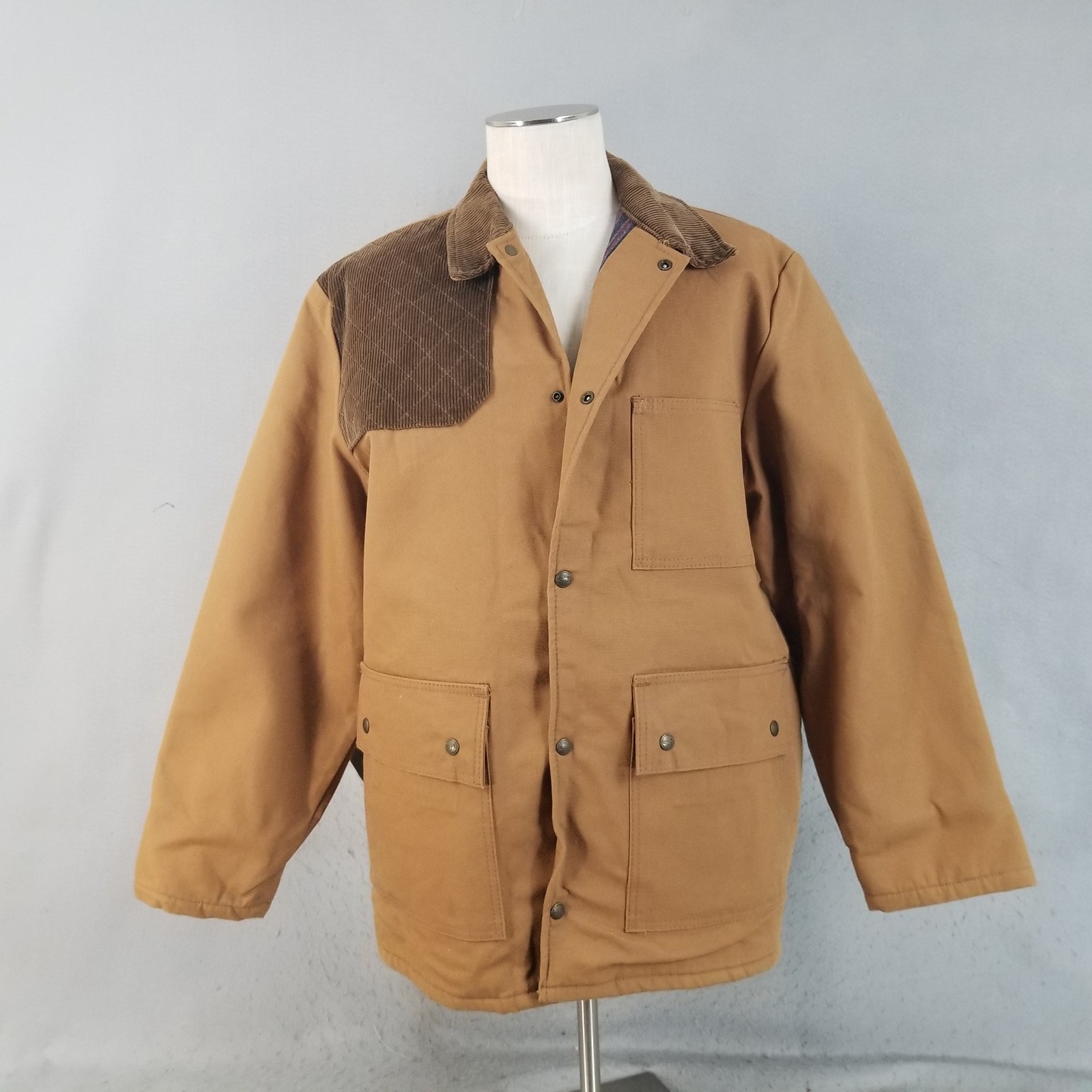 Walls Hunting Jacket Mens Large Tan 35300bw Canvas Field Coat Game Bag Usa Made